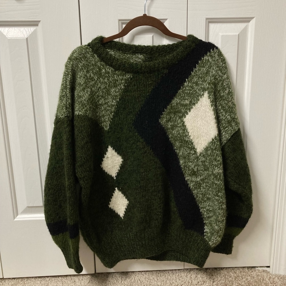 Handmade knit oversized color block sweater